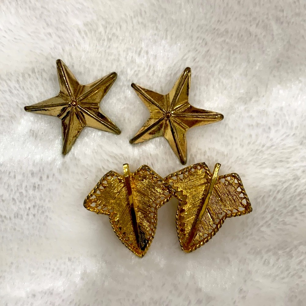 Vintage bundle earrings stars and leaves